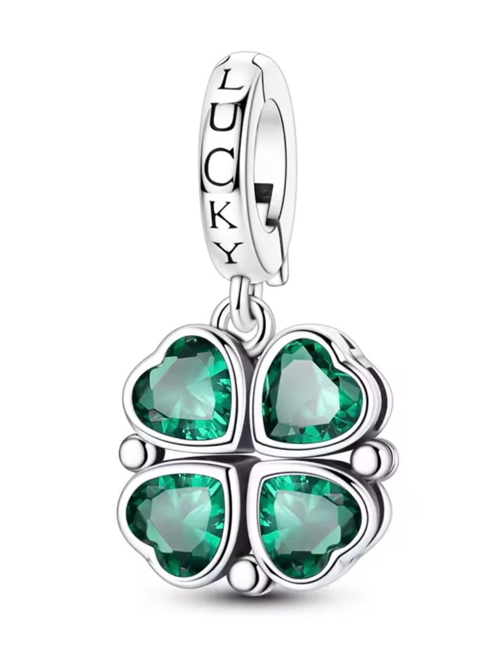 Magnetic Four-Leaf Clover Charm – Green Heart Stones